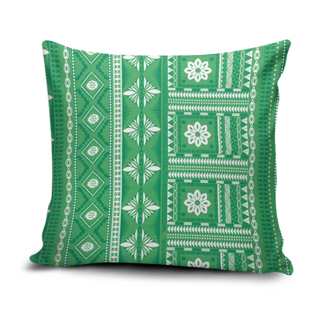 Fiji Masi All Green Pillow Cover Tapa Pattern LT01 Green - Polynesian Pride