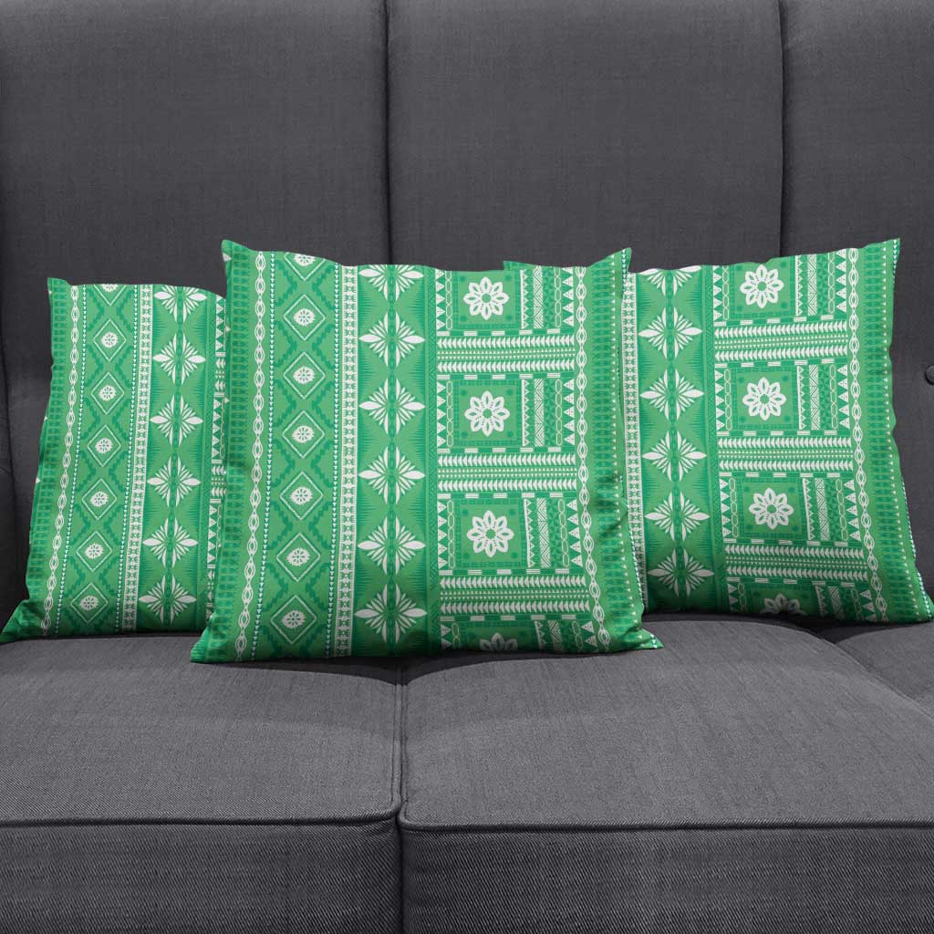 Fiji Masi All Green Pillow Cover Tapa Pattern LT01 - Polynesian Pride