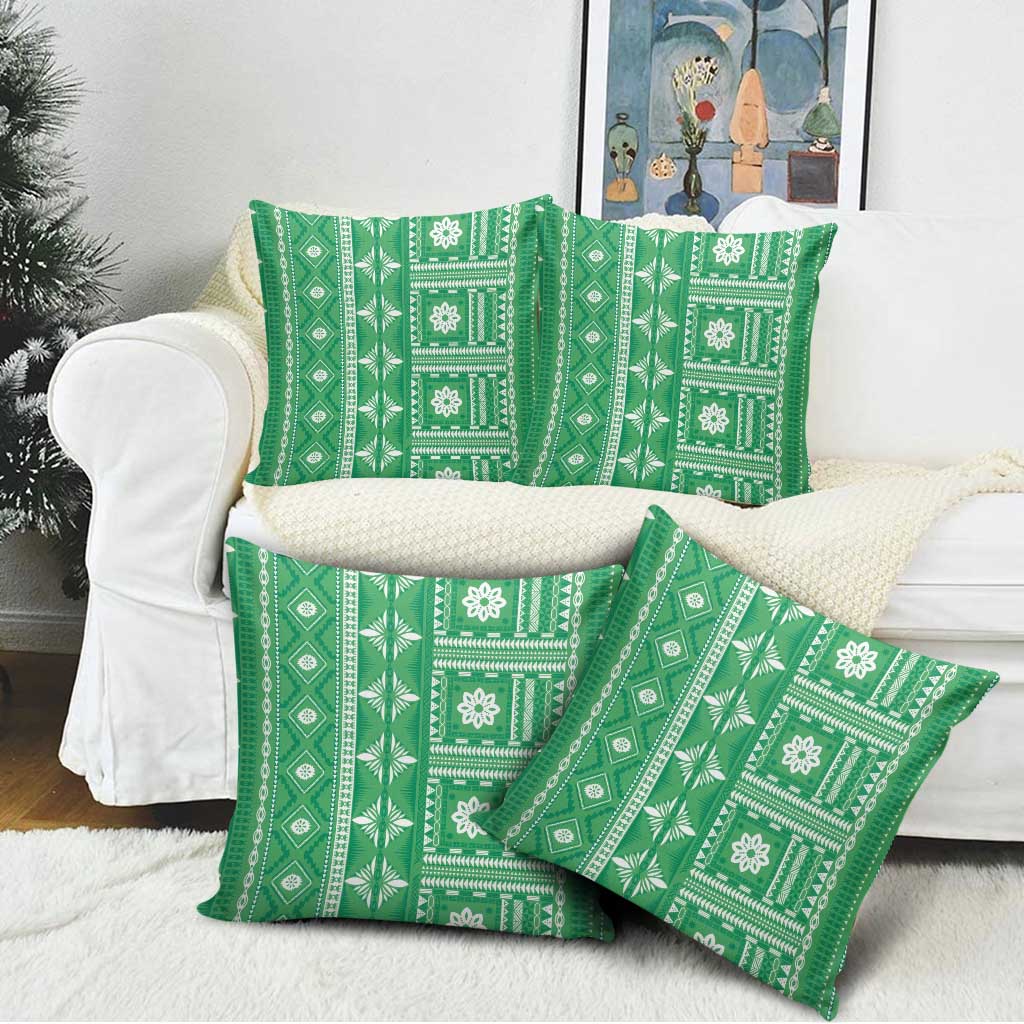 Fiji Masi All Green Pillow Cover Tapa Pattern LT01 - Polynesian Pride