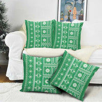 Fiji Masi All Green Pillow Cover Tapa Pattern LT01 - Polynesian Pride