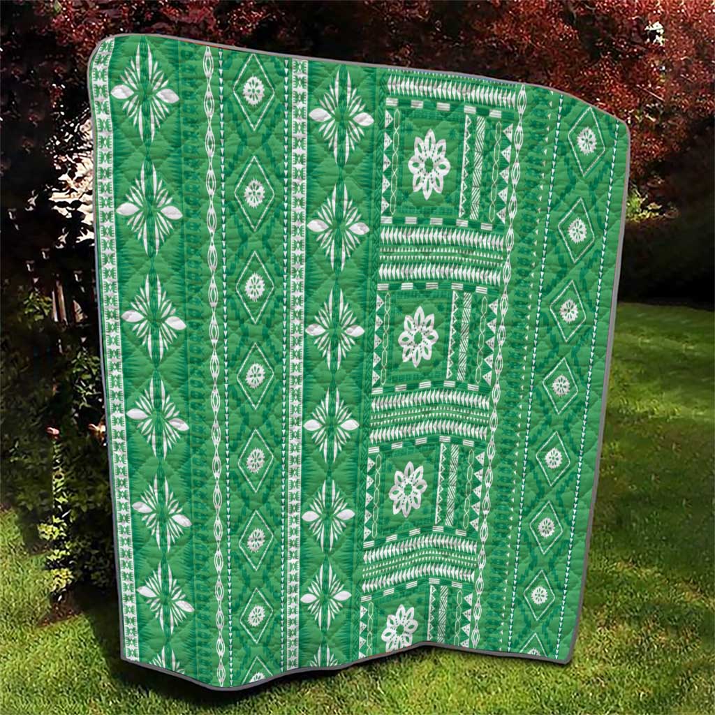Fiji Masi All Green Quilt Tapa Pattern - Polynesian Pride