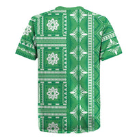 Fiji Masi All Green Rugby Jersey Tapa Pattern - Polynesian Pride