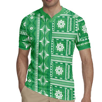 Fiji Masi All Green Rugby Jersey Tapa Pattern - Polynesian Pride