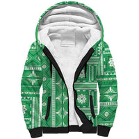 Fiji Masi All Green Sherpa Hoodie Tapa Pattern LT01 Unisex Green - Polynesian Pride