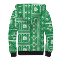 Fiji Masi All Green Sherpa Hoodie Tapa Pattern LT01 - Polynesian Pride