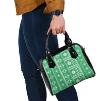 Fiji Masi All Green Shoulder Handbag Tapa Pattern LT01 - Polynesian Pride