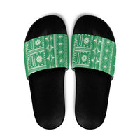 Fiji Masi All Green Slide Sandals Tapa Pattern LT01 Green - Polynesian Pride