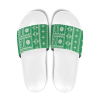 Fiji Masi All Green Slide Sandals Tapa Pattern LT01 Green - Polynesian Pride