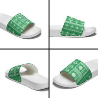 Fiji Masi All Green Slide Sandals Tapa Pattern LT01 - Polynesian Pride