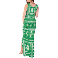 Fiji Masi All Green Tank Maxi Dress Tapa Pattern LT01 - Polynesian Pride