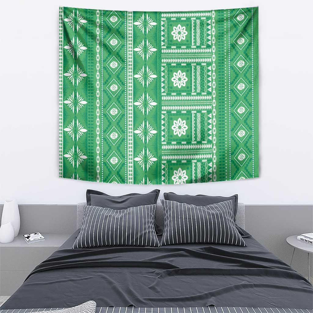 Fiji Masi All Green Tapestry Tapa Pattern LT01 - Polynesian Pride