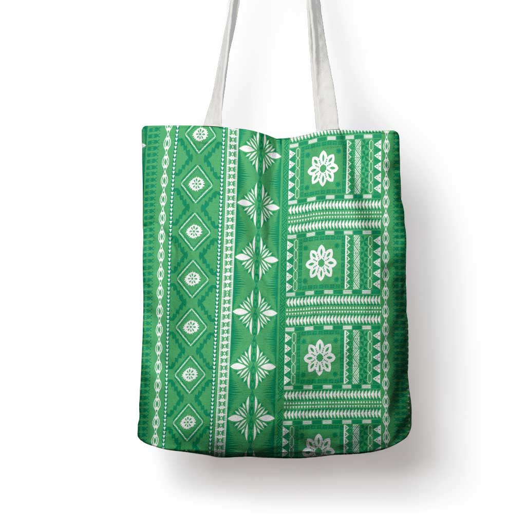 Fiji Masi All Green Tote Bag Tapa Pattern - Polynesian Pride