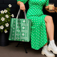 Fiji Masi All Green Tote Bag Tapa Pattern - Polynesian Pride