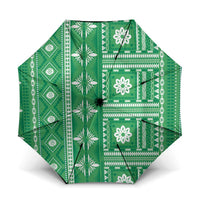 Fiji Masi All Green Umbrella Tapa Pattern - Polynesian Pride