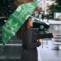 Fiji Masi All Green Umbrella Tapa Pattern - Polynesian Pride