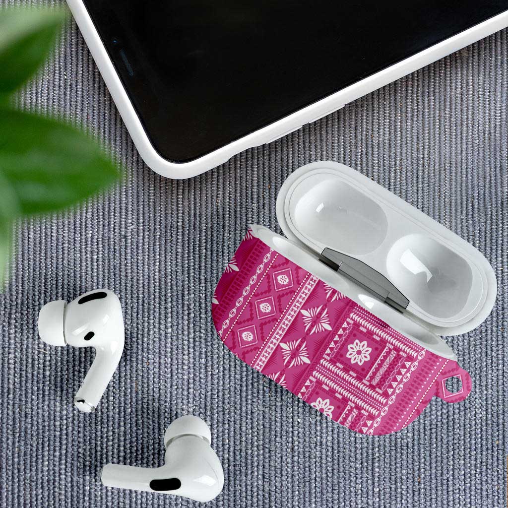 Fiji Masi All Pink AirPods Case Tapa Pattern - Polynesian Pride