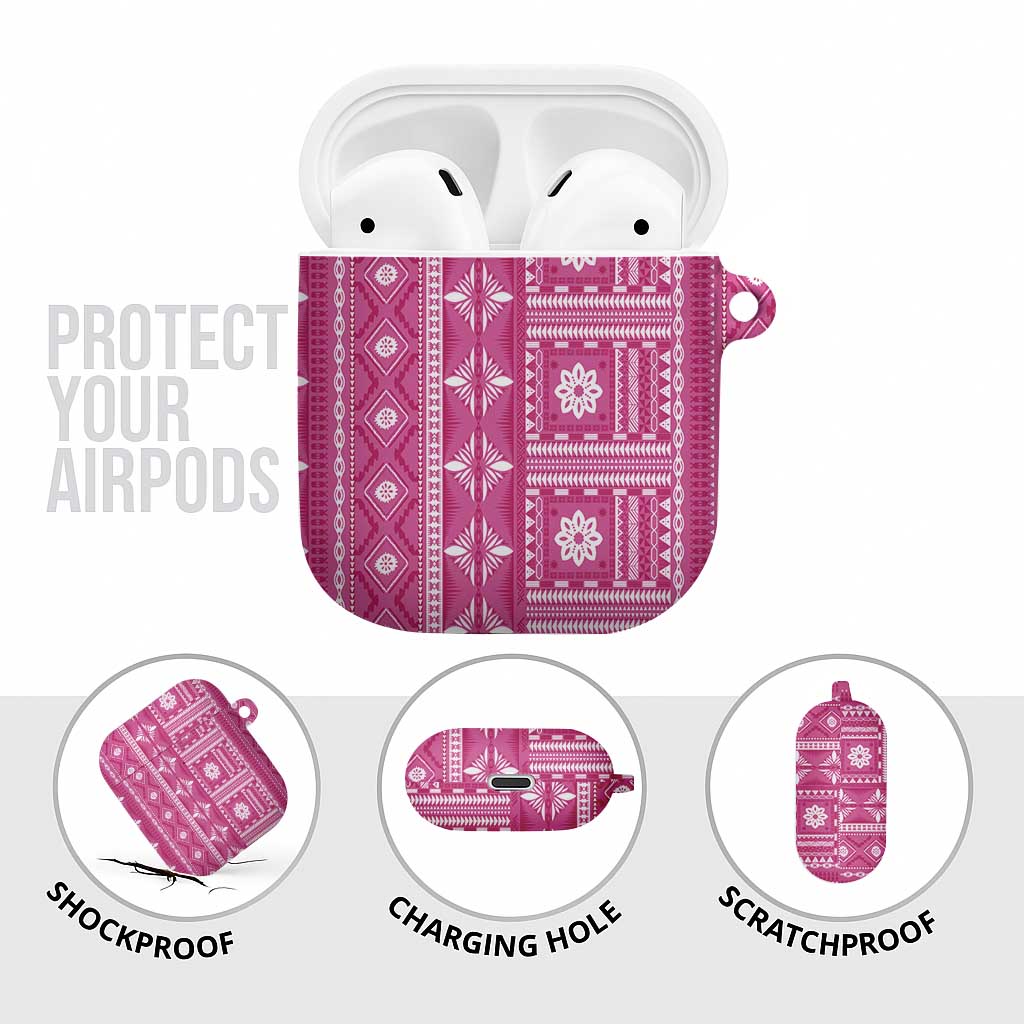 Fiji Masi All Pink AirPods Case Tapa Pattern - Polynesian Pride