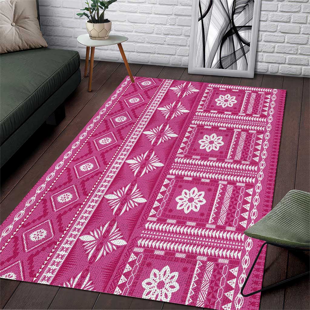 Fiji Masi All Pink Area Rug Tapa Pattern LT01 Pink - Polynesian Pride
