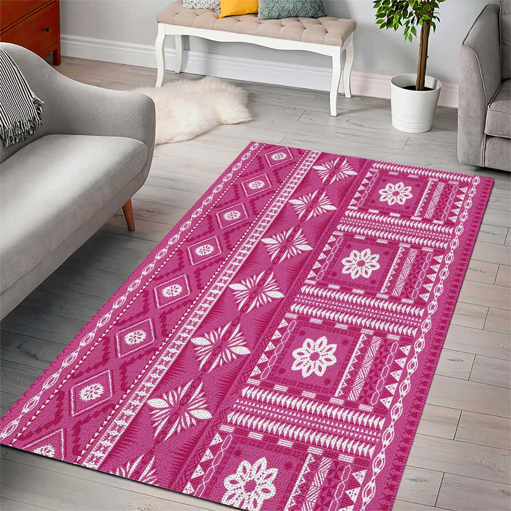 Fiji Masi All Pink Area Rug Tapa Pattern LT01 - Polynesian Pride