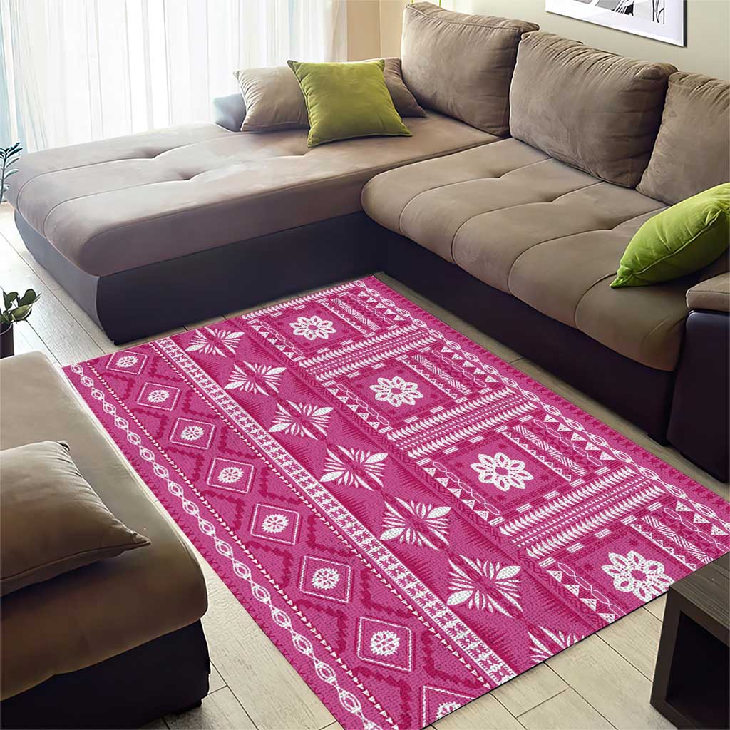 Fiji Masi All Pink Area Rug Tapa Pattern LT01 - Polynesian Pride