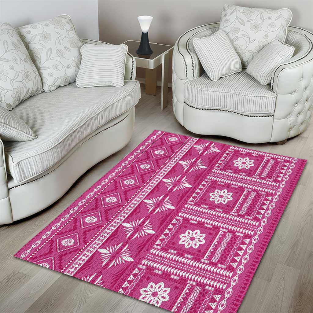 Fiji Masi All Pink Area Rug Tapa Pattern LT01 - Polynesian Pride