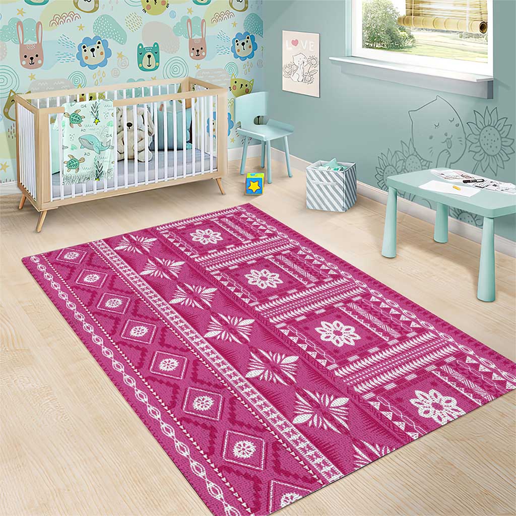 Fiji Masi All Pink Area Rug Tapa Pattern LT01 - Polynesian Pride