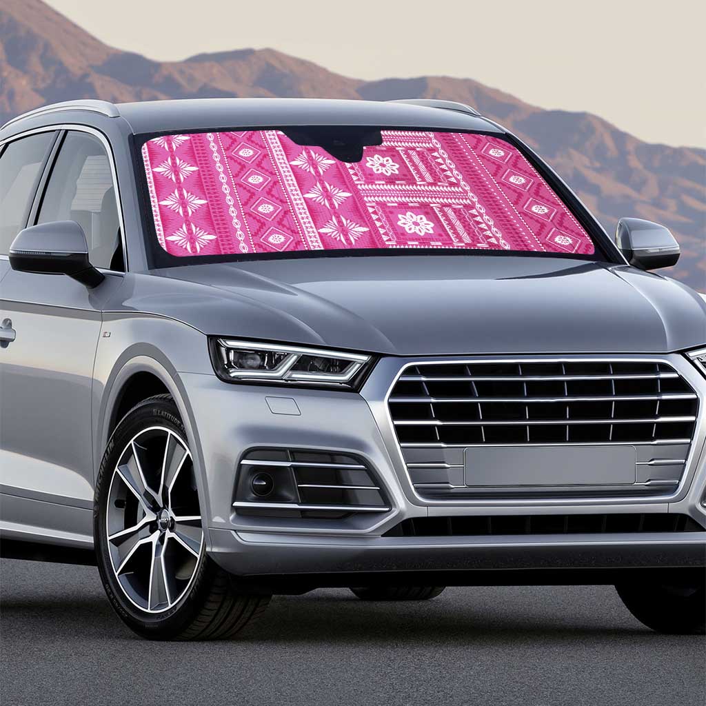 Fiji Masi All Pink Auto Sun Shade Tapa Pattern - Polynesian Pride