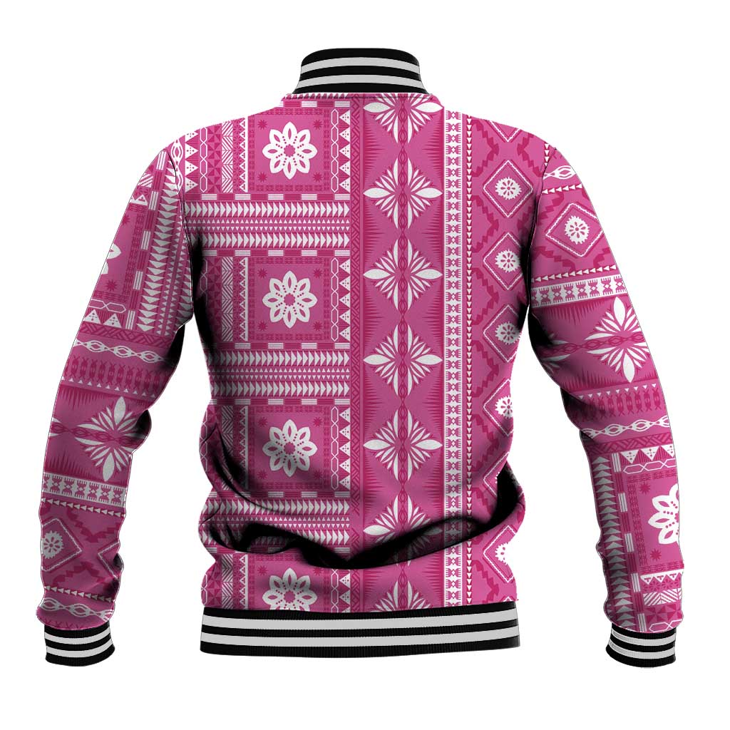 Fiji Masi All Pink Baseball Jacket Tapa Pattern - Polynesian Pride