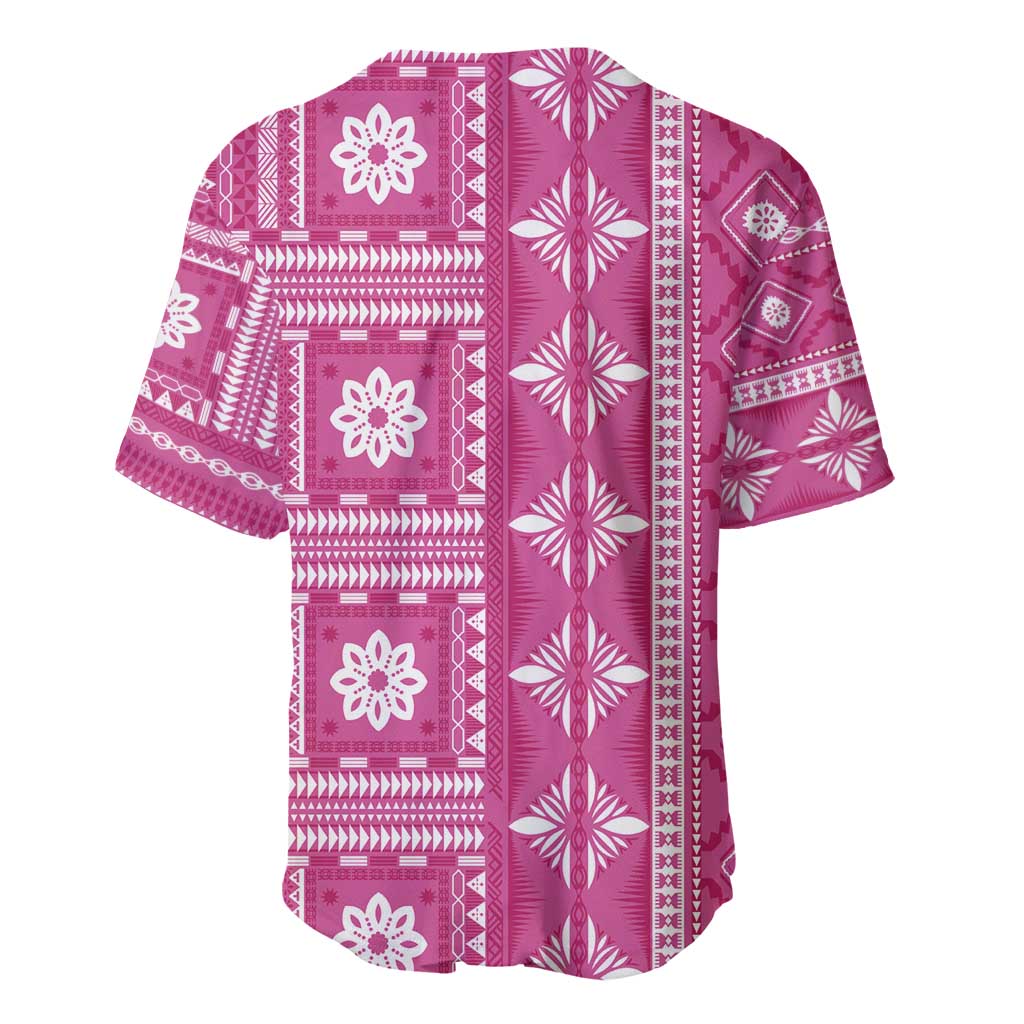 Fiji Masi All Pink Baseball Jersey Tapa Pattern - Polynesian Pride