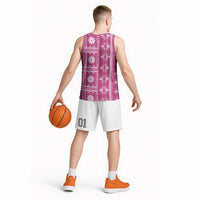 Fiji Masi All Pink Basketball Jersey Tapa Pattern - Polynesian Pride