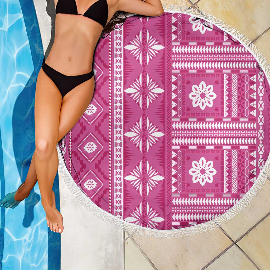Fiji Masi All Pink Beach Blanket Tapa Pattern - Polynesian Pride