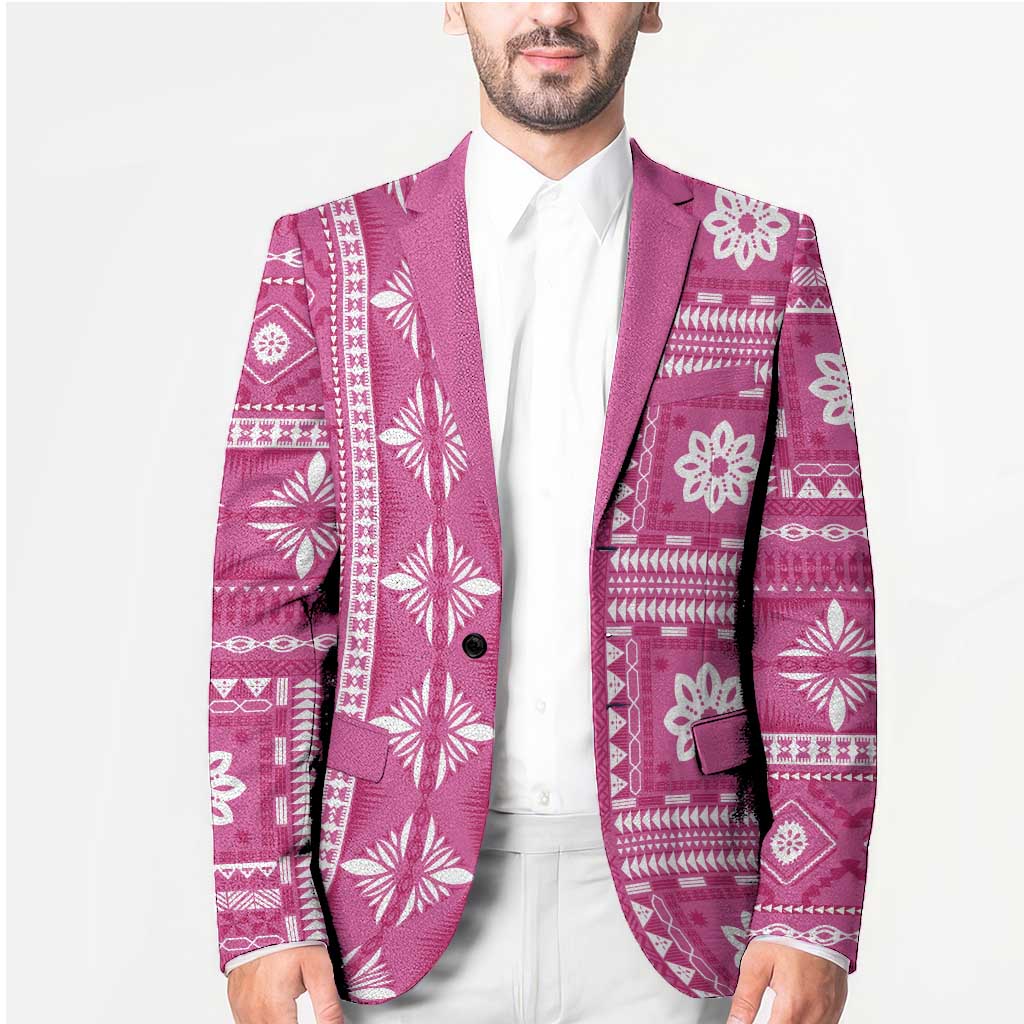Fiji Masi All Pink Blazer Tapa Pattern LT01 - Polynesian Pride