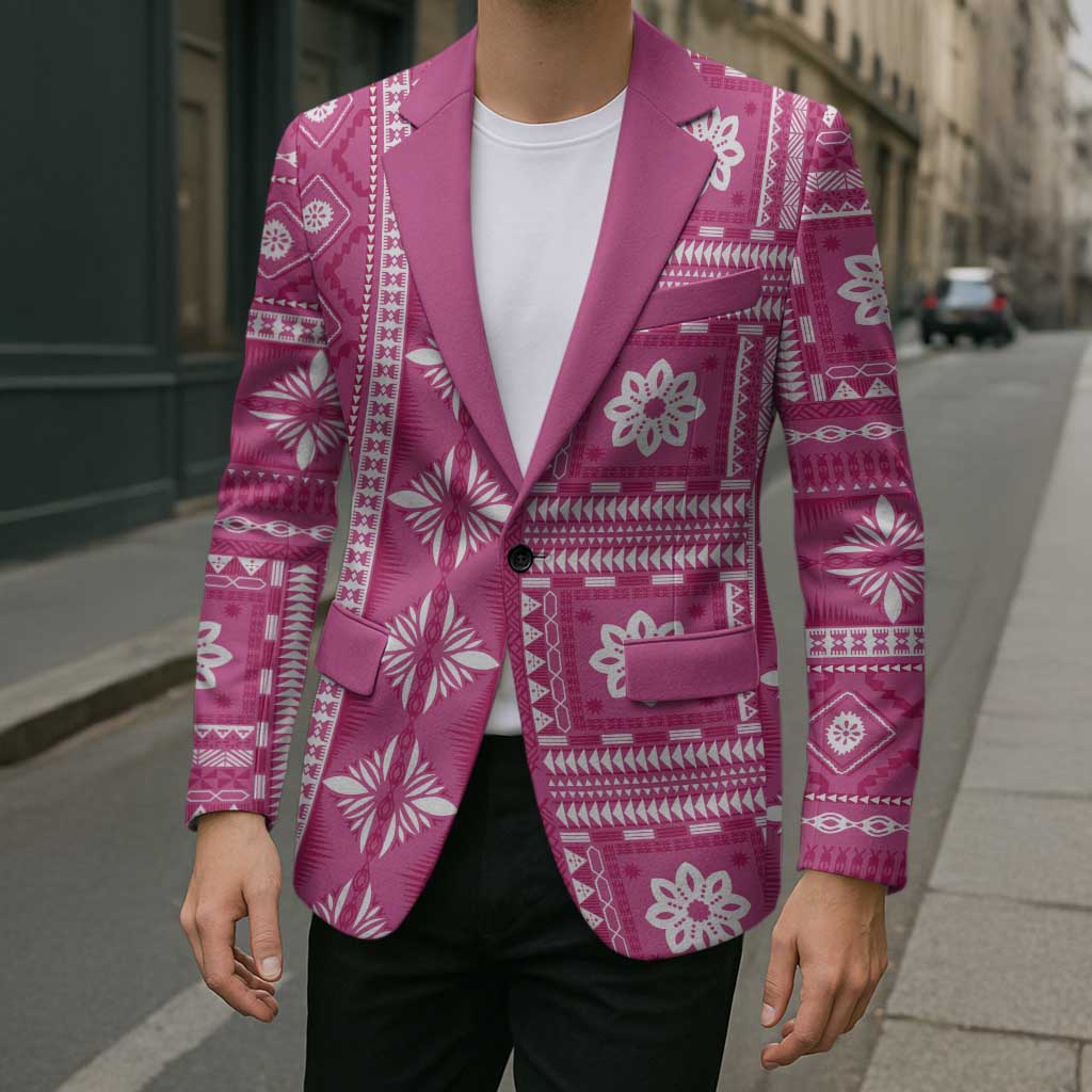Fiji Masi All Pink Blazer Tapa Pattern LT01 - Polynesian Pride