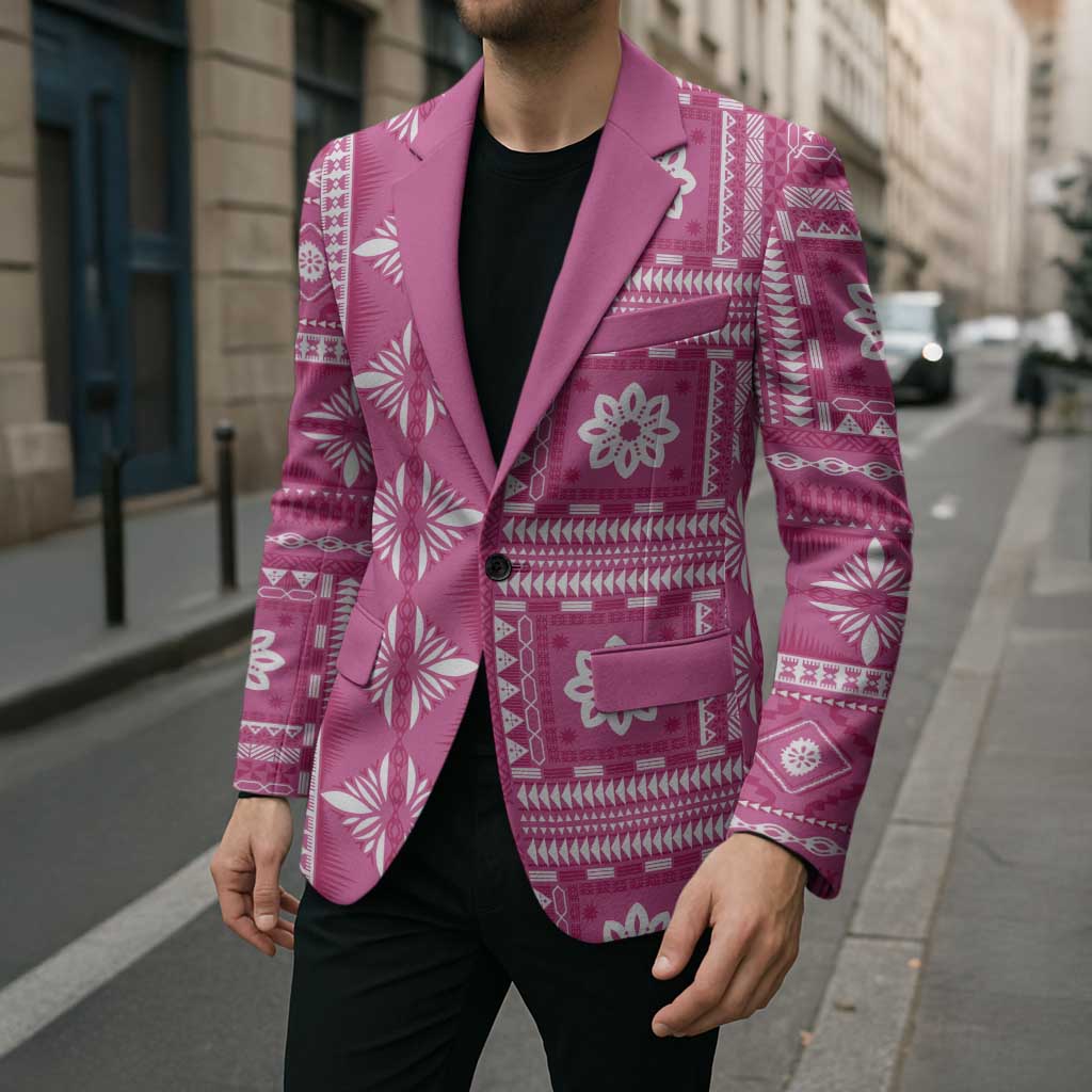 Fiji Masi All Pink Blazer Tapa Pattern LT01 - Polynesian Pride