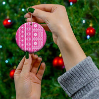 Fiji Masi All Pink Ceramic Ornament Tapa Pattern LT01 - Polynesian Pride