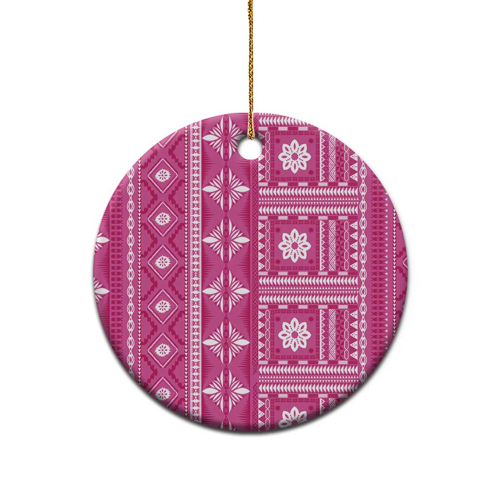 Fiji Masi All Pink Ceramic Ornament Tapa Pattern LT01 - Polynesian Pride