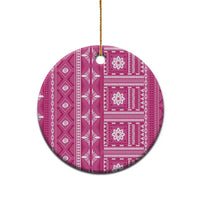 Fiji Masi All Pink Ceramic Ornament Tapa Pattern LT01 - Polynesian Pride