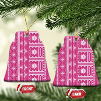 Fiji Masi All Pink Ceramic Ornament Tapa Pattern LT01 Bell Flake Pink - Polynesian Pride