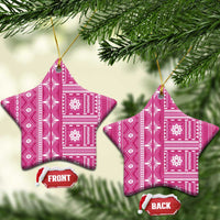 Fiji Masi All Pink Ceramic Ornament Tapa Pattern LT01 Star Pink - Polynesian Pride
