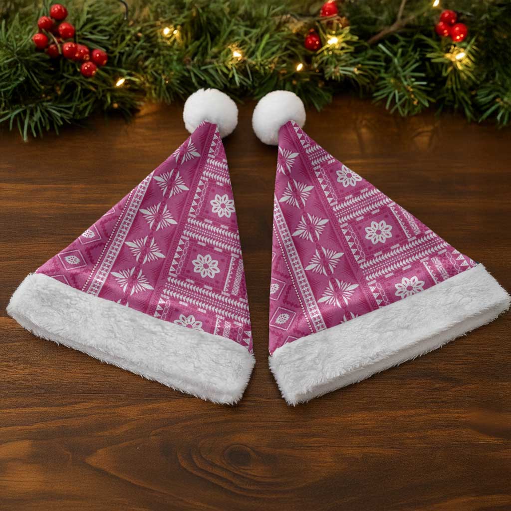 Fiji Masi All Pink Christmas Santa Hat Tapa Pattern - Polynesian Pride
