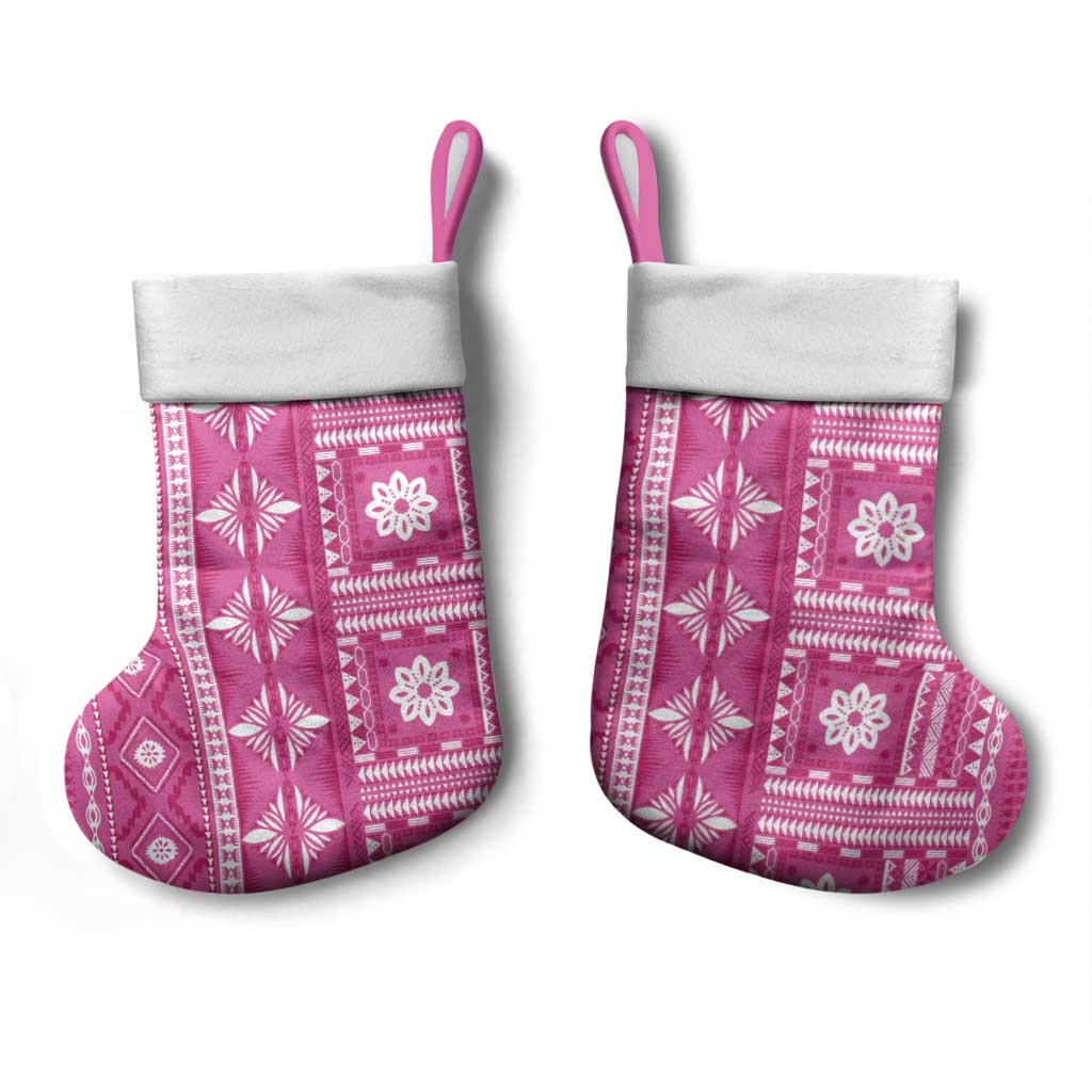 Fiji Masi All Pink Christmas Stocking Tapa Pattern LT01 - Polynesian Pride