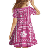 Fiji Masi All Pink Family Matching Long Sleeve Bodycon Dress and Hawaiian Shirt Tapa Pattern - Polynesian Pride