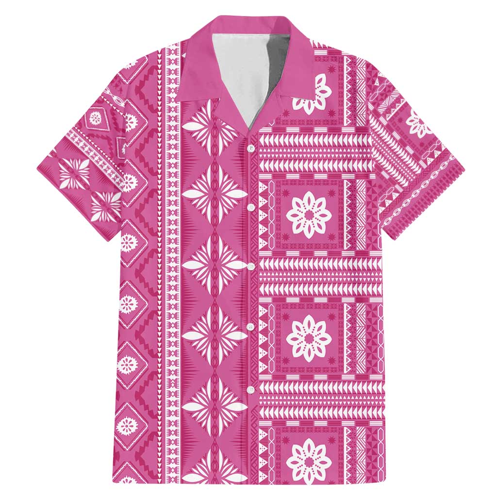 Fiji Masi All Pink Family Matching Mermaid Dress and Hawaiian Shirt Tapa Pattern - Polynesian Pride