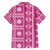 Fiji Masi All Pink Family Matching Off The Shoulder Long Sleeve Dress and Hawaiian Shirt Tapa Pattern - Polynesian Pride