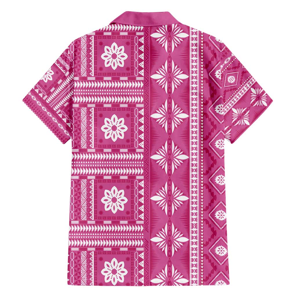 Fiji Masi All Pink Family Matching Puletasi and Hawaiian Shirt Tapa Pattern - Polynesian Pride