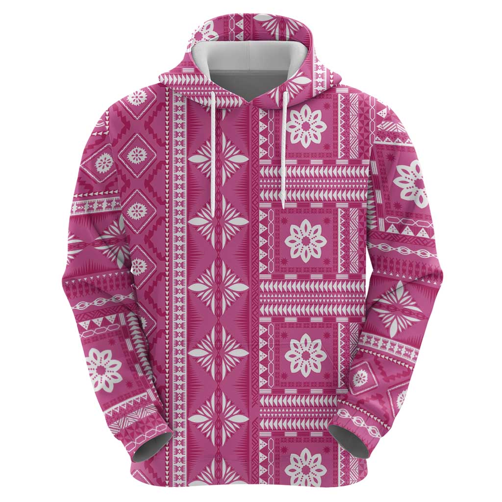 Fiji Masi All Pink Hoodie Tapa Pattern - Polynesian Pride