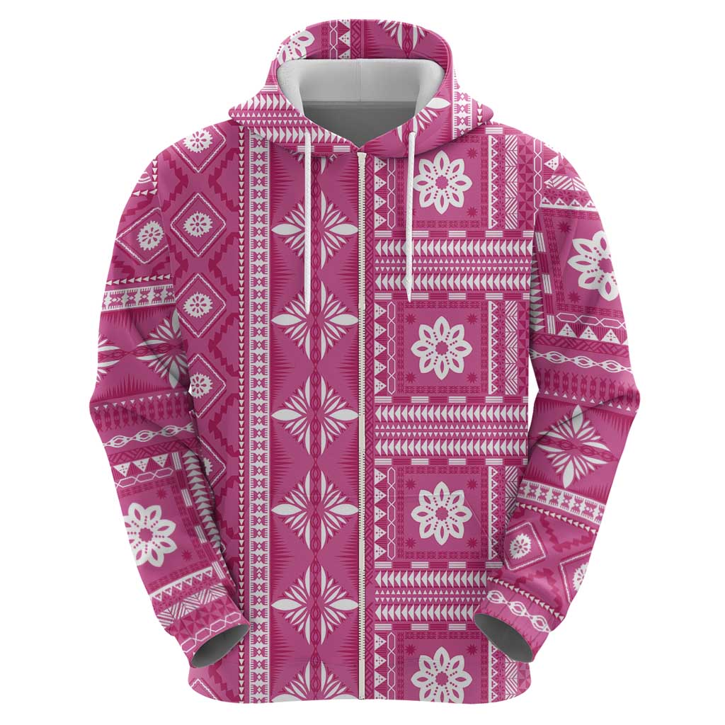 Fiji Masi All Pink Hoodie Tapa Pattern - Polynesian Pride