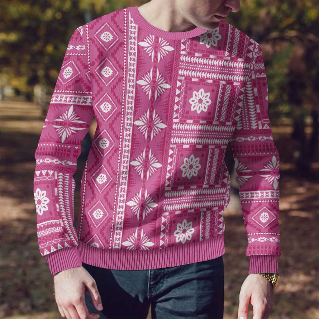 Fiji Masi All Pink Ugly Christmas Sweater Tapa Pattern - Polynesian Pride