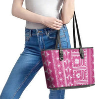 Fiji Masi All Pink Leather Tote Bag Tapa Pattern - Polynesian Pride