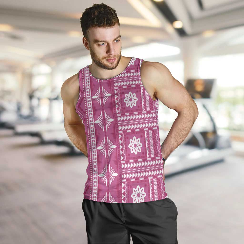 Fiji Masi All Pink Men Tank Top Tapa Pattern - Polynesian Pride